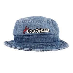 90s denim bucket hat New Orleans crawfish 1990s vintage